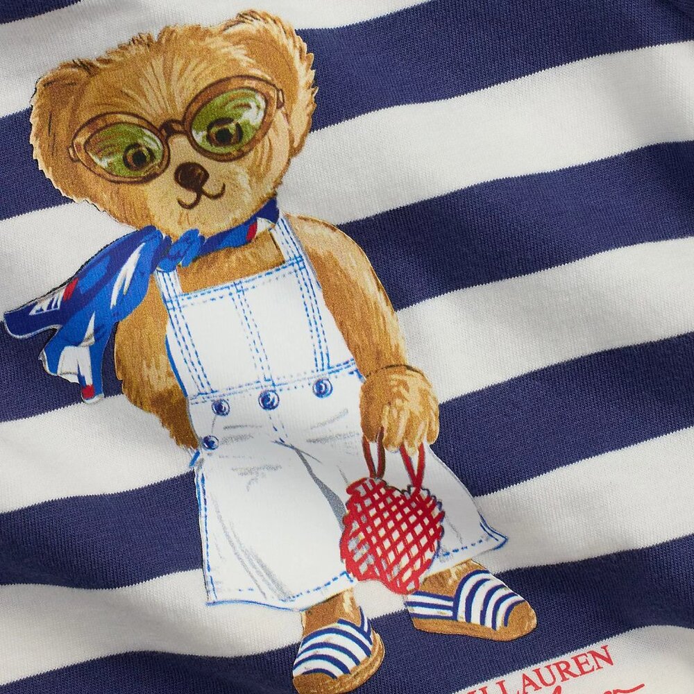 Adorable Polo Ralph Lauren Baby Girl 100% Cotton Striped Polo Bear Dress NWT